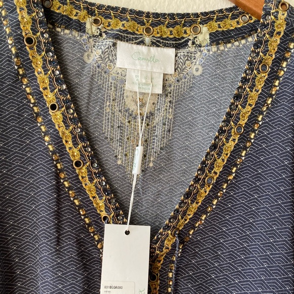 Camilla S Navy & Swarovski embellished Peasant Blouse, lacing “up all night” - Picture 8 of 10